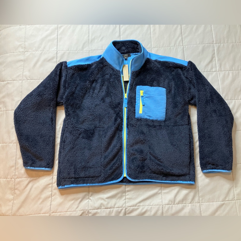 NWT Women’s J Crew Medium Blue Fleece Zip Up Jacket